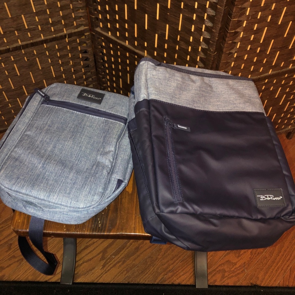 Bella Russo Insulated Backpack  And Matching Cooler Sling Bag Blue/ Denim NEW